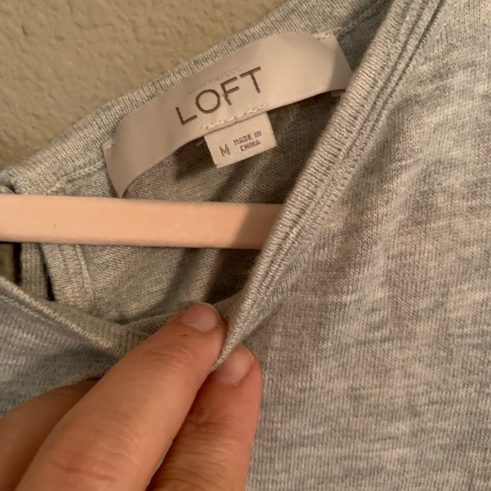 LOFT 3/4 length sleeve. Gray blouse. Size M. - Picture 3 of 7